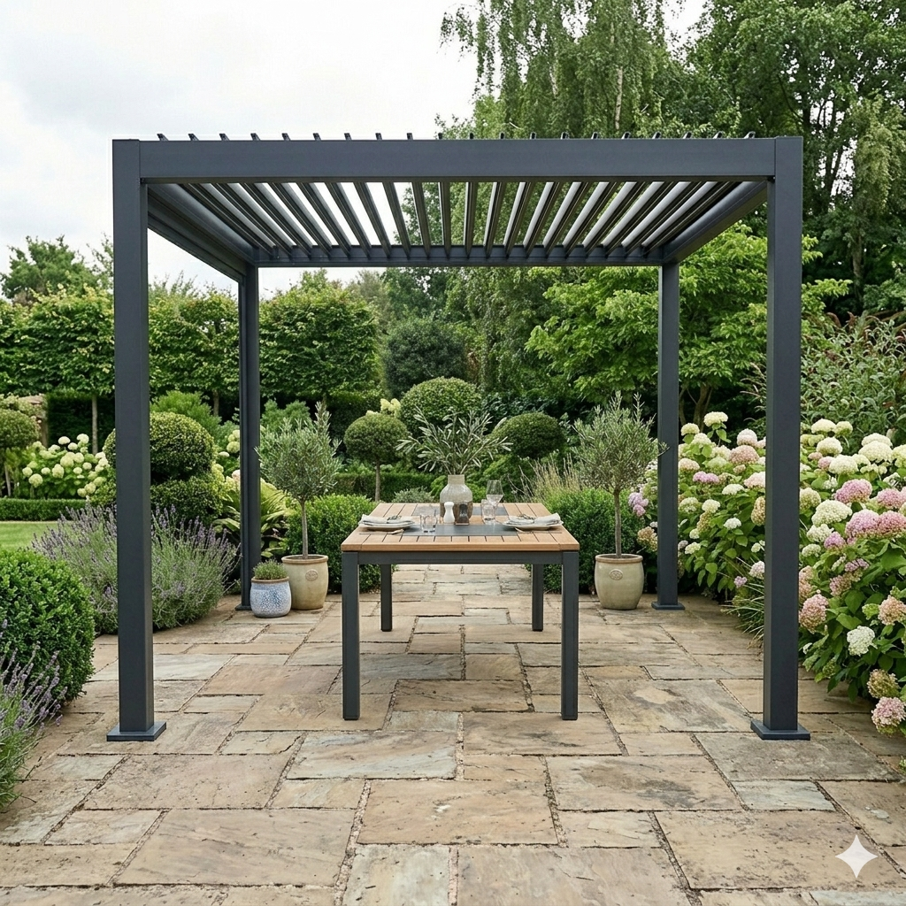 Aluminiowa Pergola Ogrodowa Premium 4x3 m z Ruchomym Dachem – Antracytowa