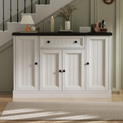 Biała Komoda Buffet Scandic Elegancki Kredens z Czarnym Blatem, 120 cm