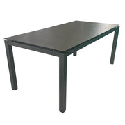 Stół Ogrodowy 180x90 cm – Czarny Szklany Blat – Aluminiowa Rama