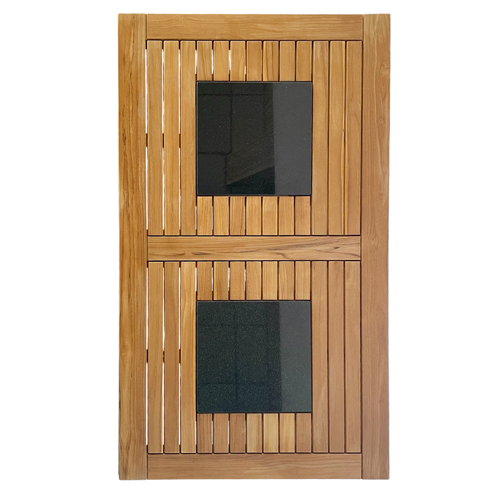 Premium Stół Ogrodowy 160x90 cm Drewno Tekowe Marmur 6 Osób