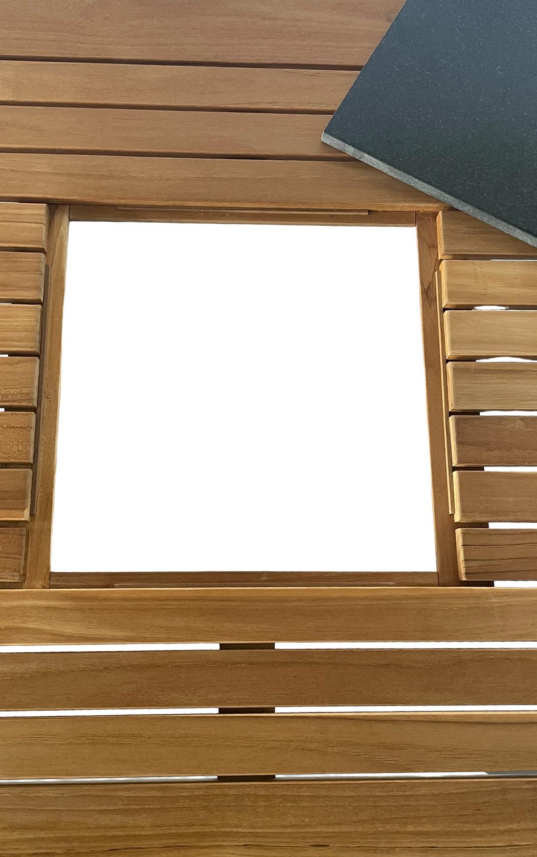Premium Stół Ogrodowy 160x90 cm Drewno Tekowe Marmur 6 Osób