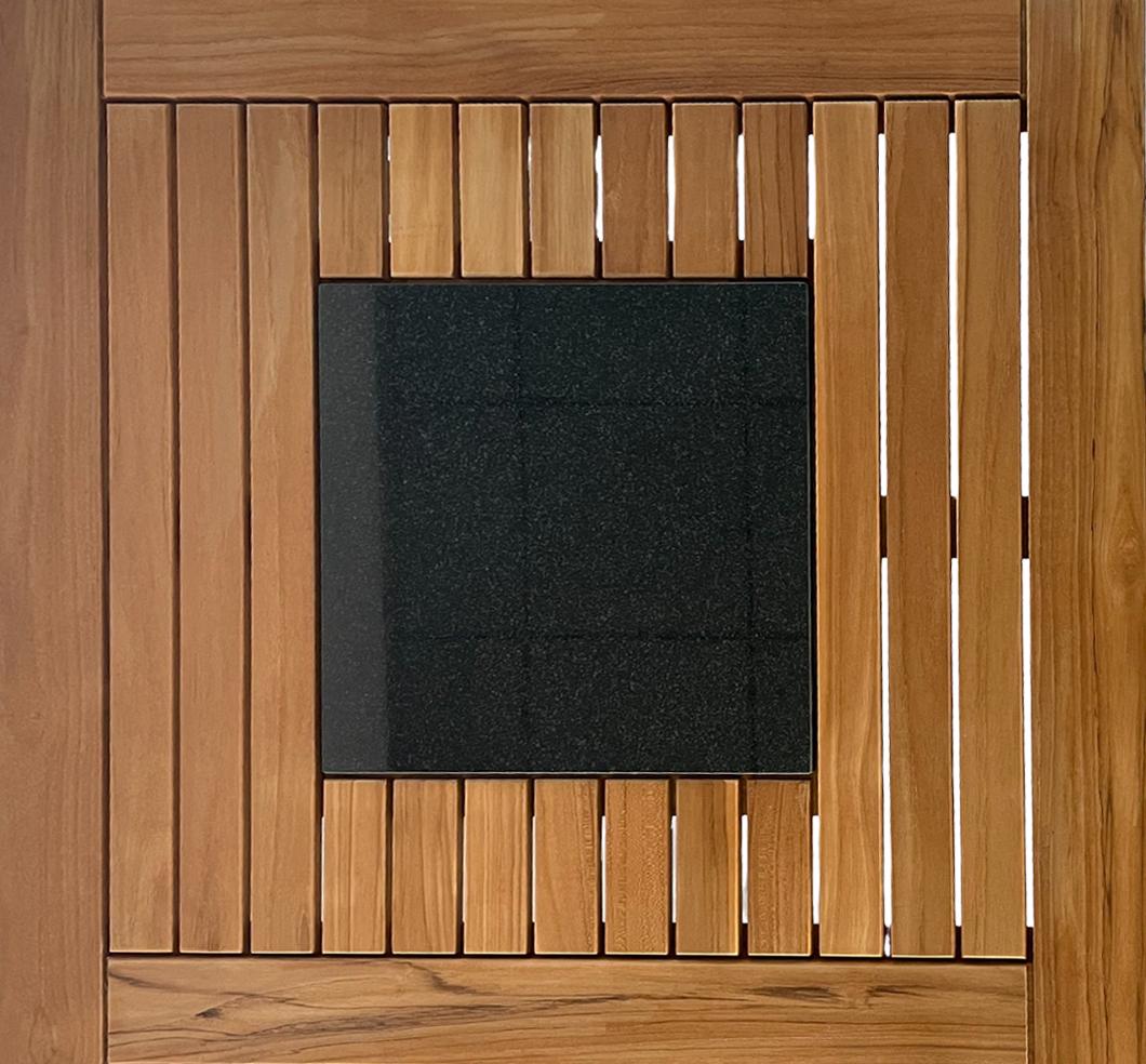 Premium Stół Ogrodowy 160x90 cm Drewno Tekowe Marmur 6 Osób