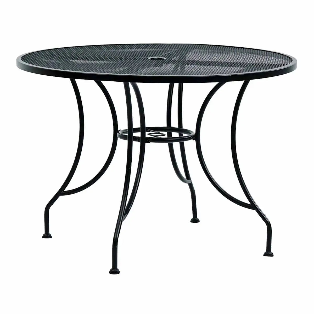 Okrągły Metalowy Stół Ogrodowy – 106 cm – Czarny – Odporny na Rdzę